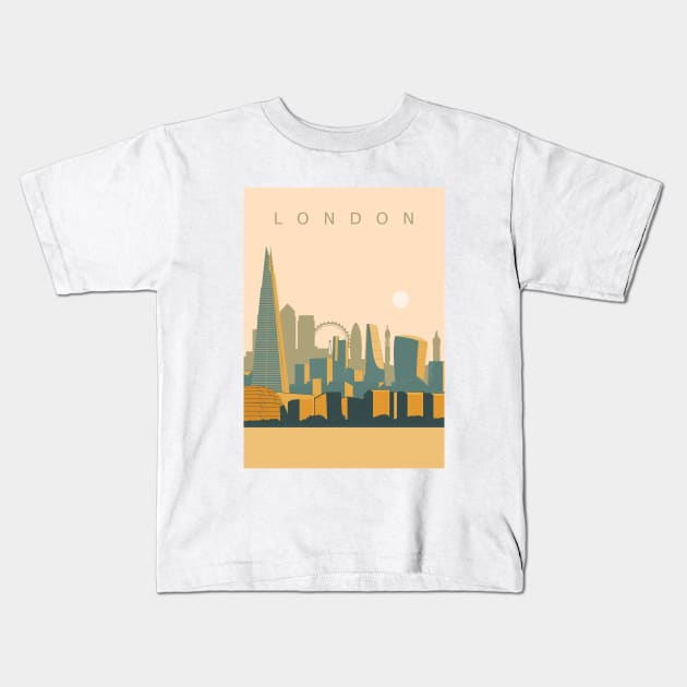 London Skyline Kids T-Shirt by Zakaria Azis